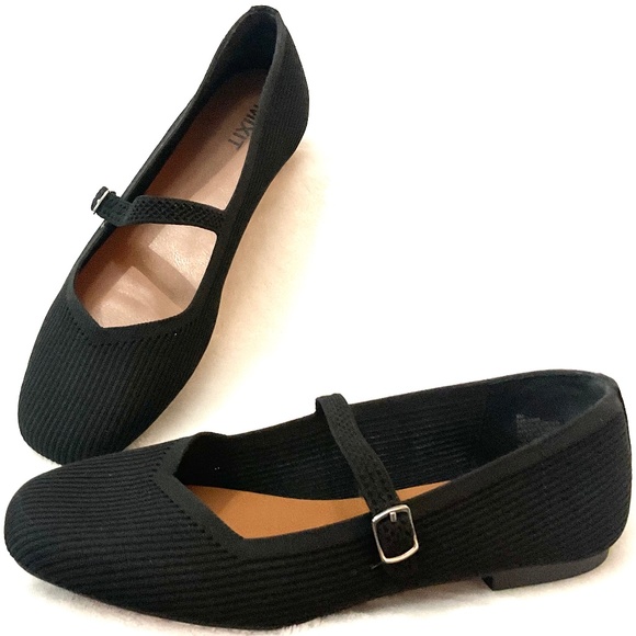 BLACK MIXIT MARY JANE SQUARE TOE BUCKLED SLIP ON BALLET SHOES SIZE 8M - Picture 1 of 14